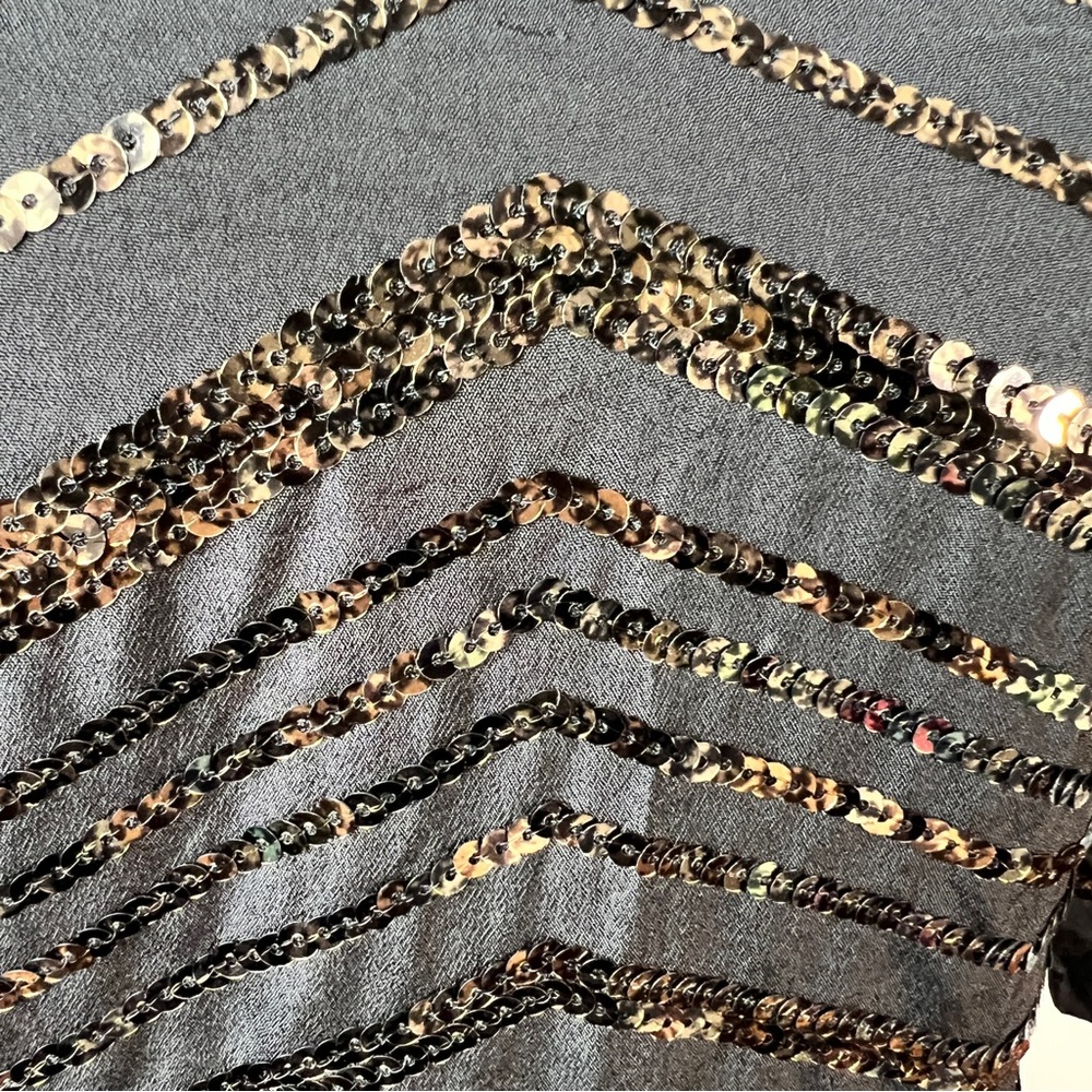 Mustard Seed Sequin Sheath Mini Dress Black and Gold - Women’s Size Medium - Picture 5 of 17